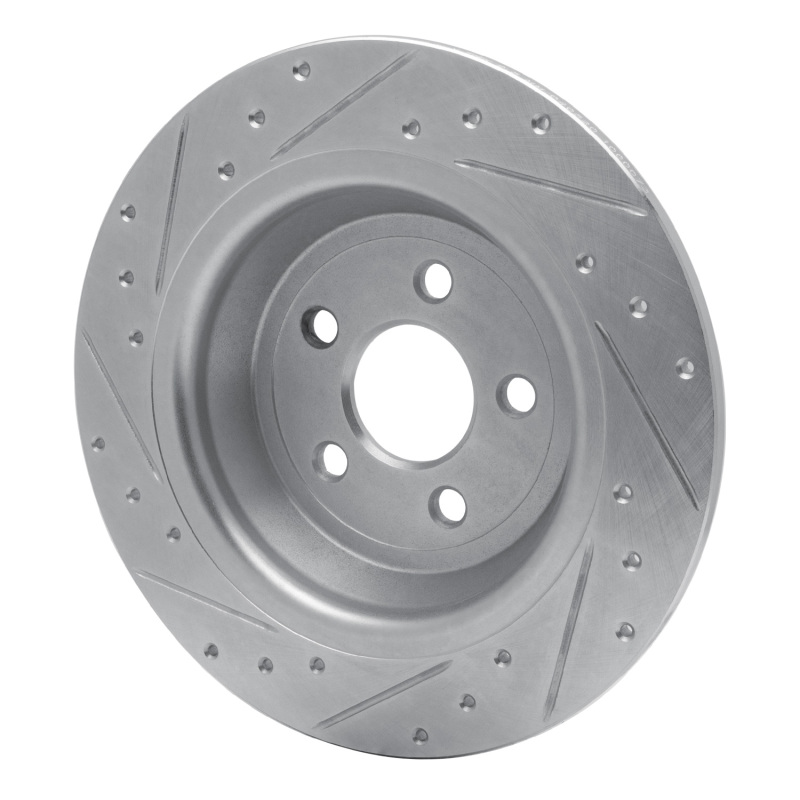 Ford Fusion Brake Rotor (1) - Rear Right - R1 Concepts - Drilled & Slotted - Silver - `15-`24